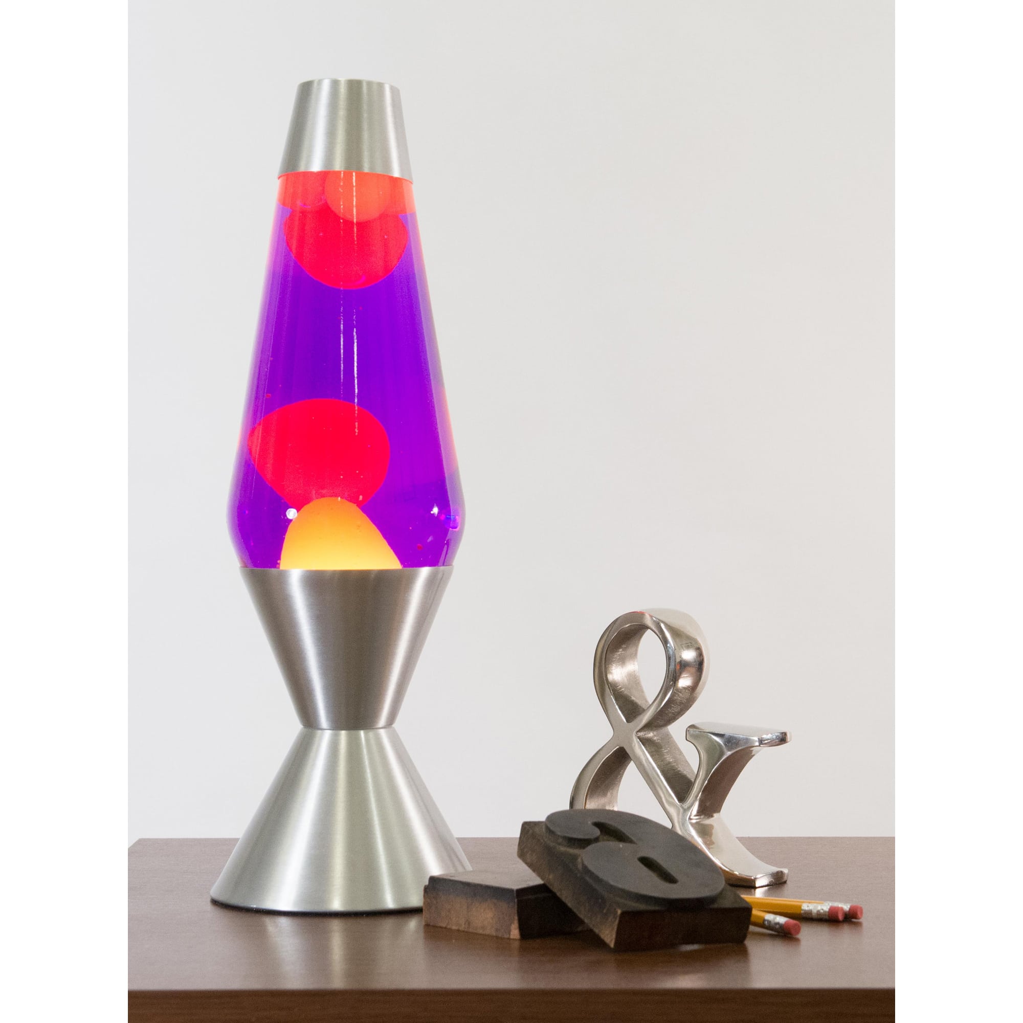 16.3" LAVA LAMP - YELLOW/PURPLE/SILVER